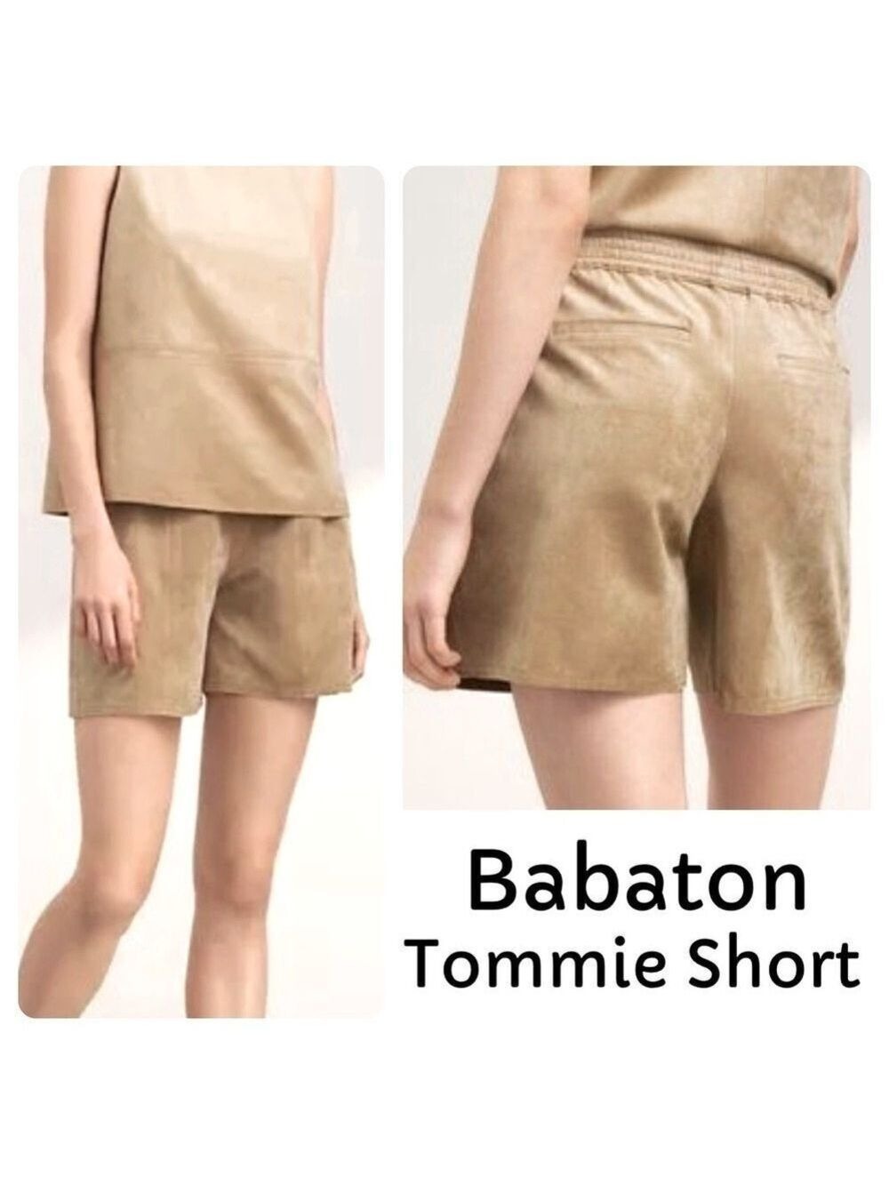 Aritzia Babaton TOMMIE Shorts Faux Suede Tawny Tan Beige Stretch Size Small